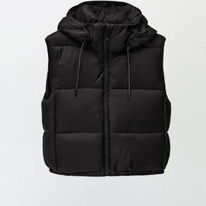 ZARA WATER REPELLENT PUFFER VEST BLACK XS